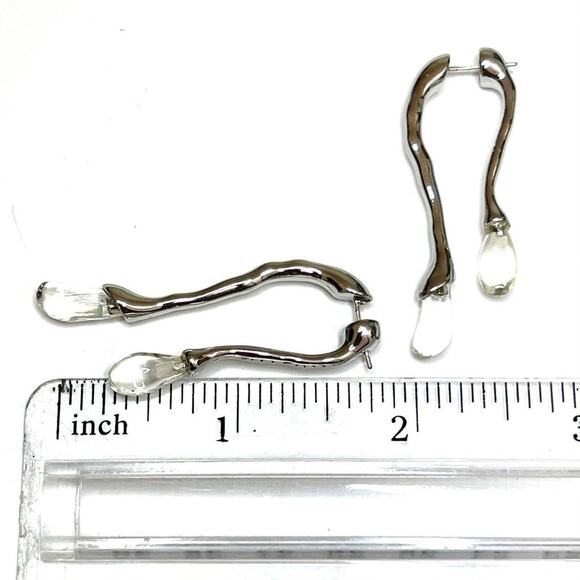 NEW Earrings Front Back Double Drop Clear Lucite Silver Alexis Bittar STYLE N20 - Picture 3 of 3